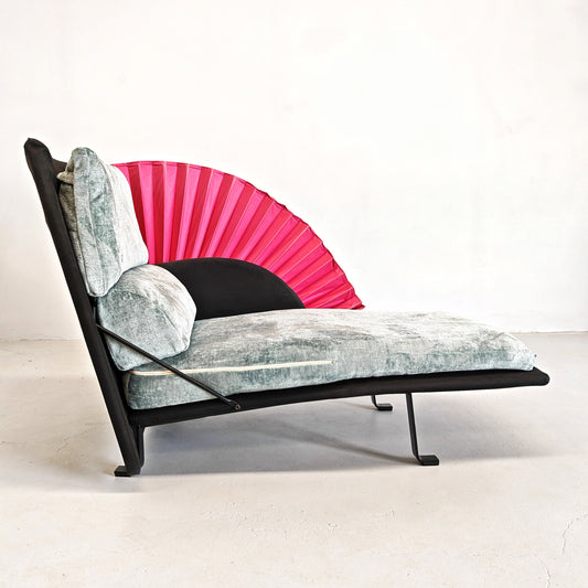Chaise longue dormeuse verde e fucsia "Miranda" Paolo Nava per Flexform anni 80