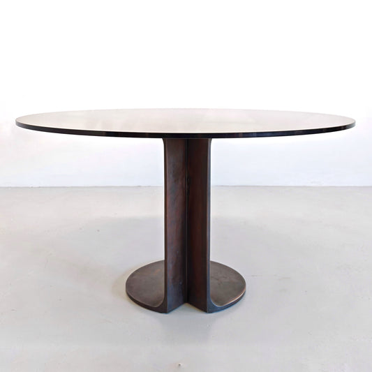 Tavolo Tondo in Vetro modello TL 59 Afra e Tobia Scarpa per Poggi anni 70