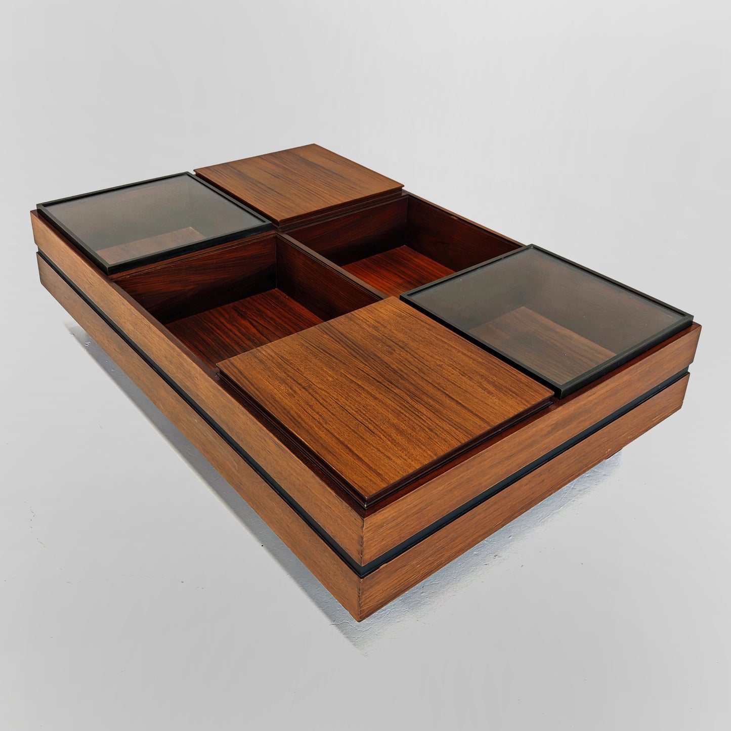 Tavolino Bar rettangolare in legno Claudio Salocchi per Sormani anni 60