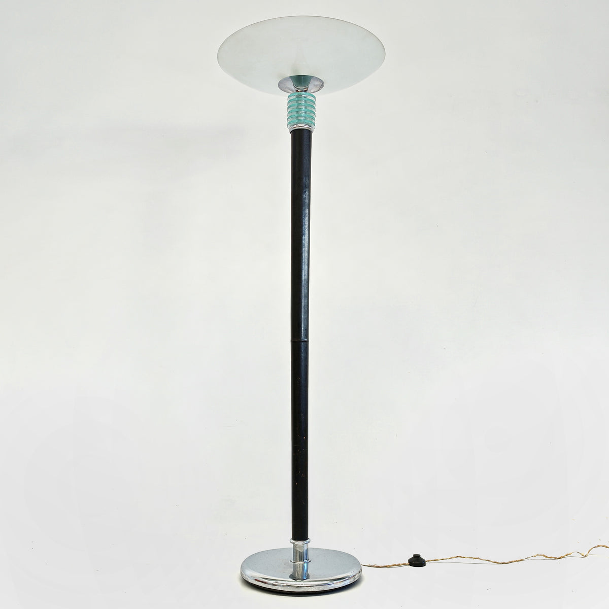 Lampada Art Déco francese anni ’20 piantana vintage torchière vetro satinato