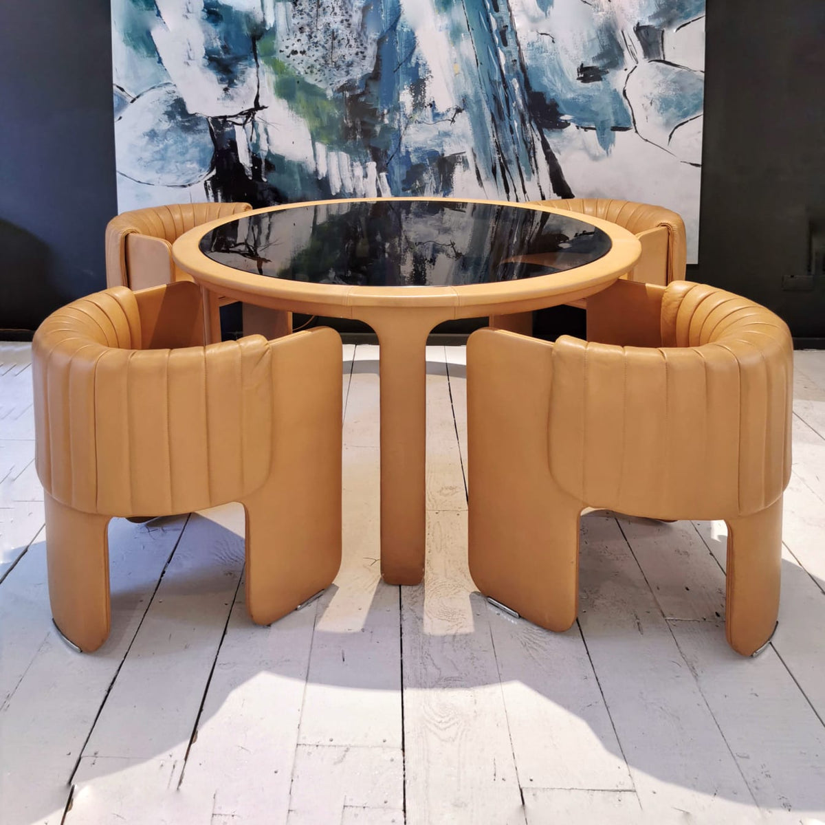 Tavolo tondo Dinette Luigi Massoni per Poltrona Frau 1970's