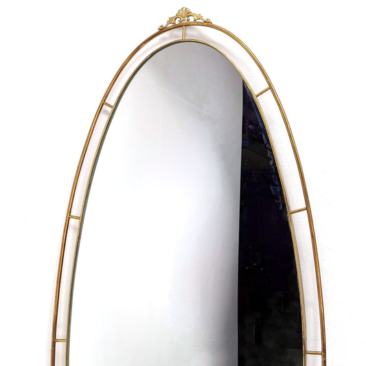 Grande specchio ovale da terra in ottone  anni 50