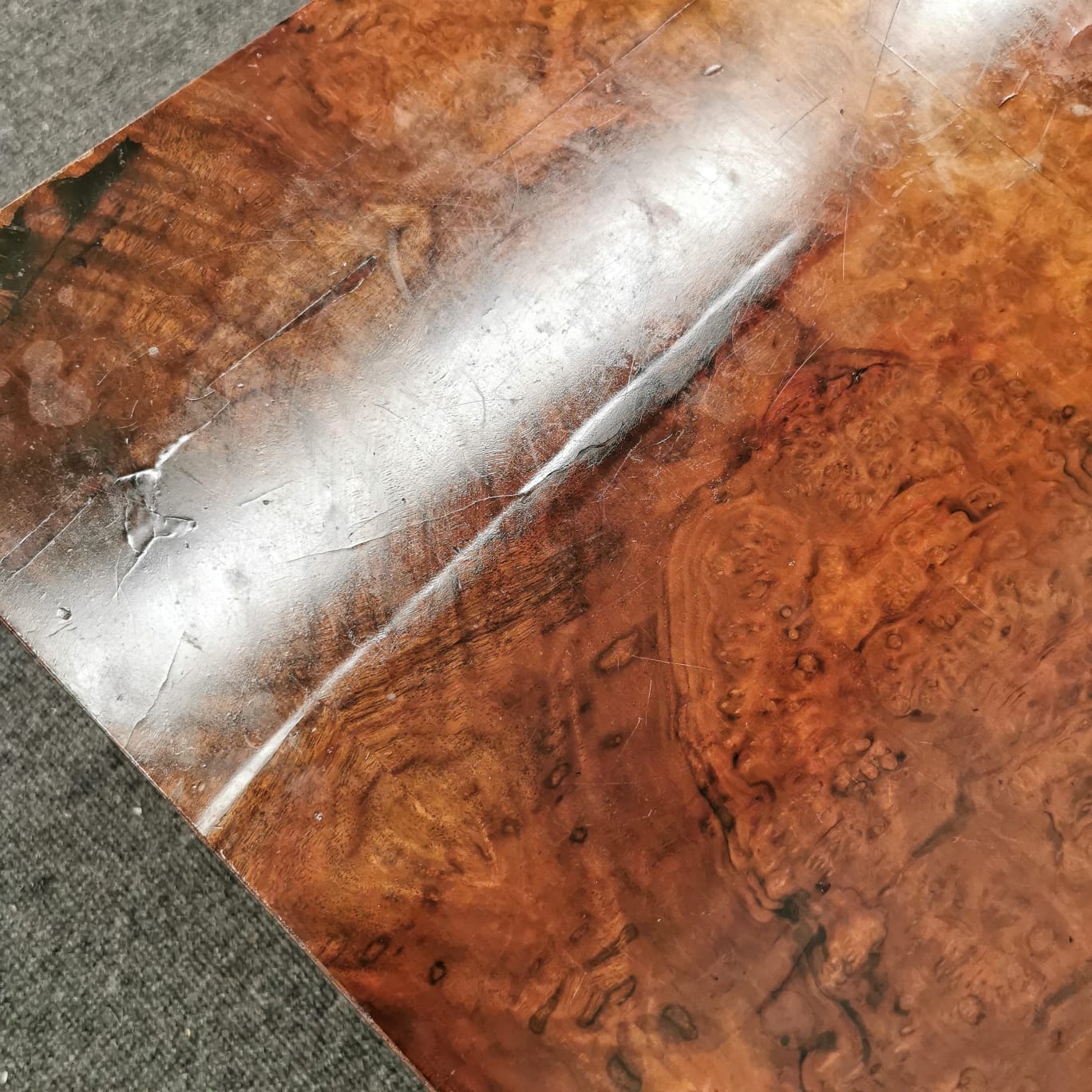 Tavolino rettangolare Radica vintage anni 70