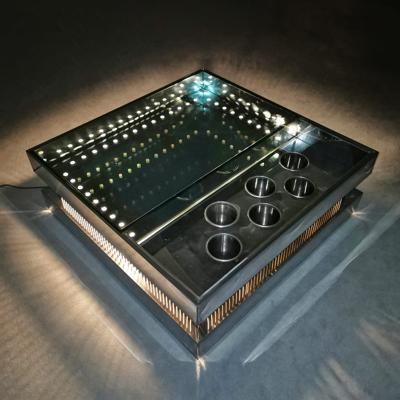 Tavolino bar coffee table space age illuminato vintage space age anni 70