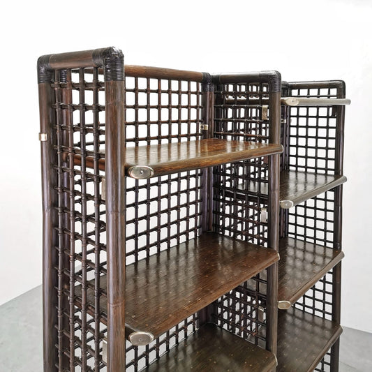Libreria Bambù e ottone serie Basilian Afra Tobia Scarpa per Compagnia delle Filippine anni 70