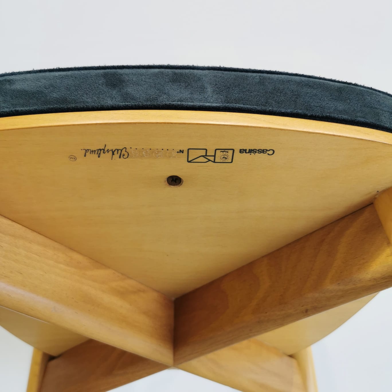 Set di 4 sedie legno e tessuto blu Cassina Goteborg, Erik Gunnar Asplund anni 80