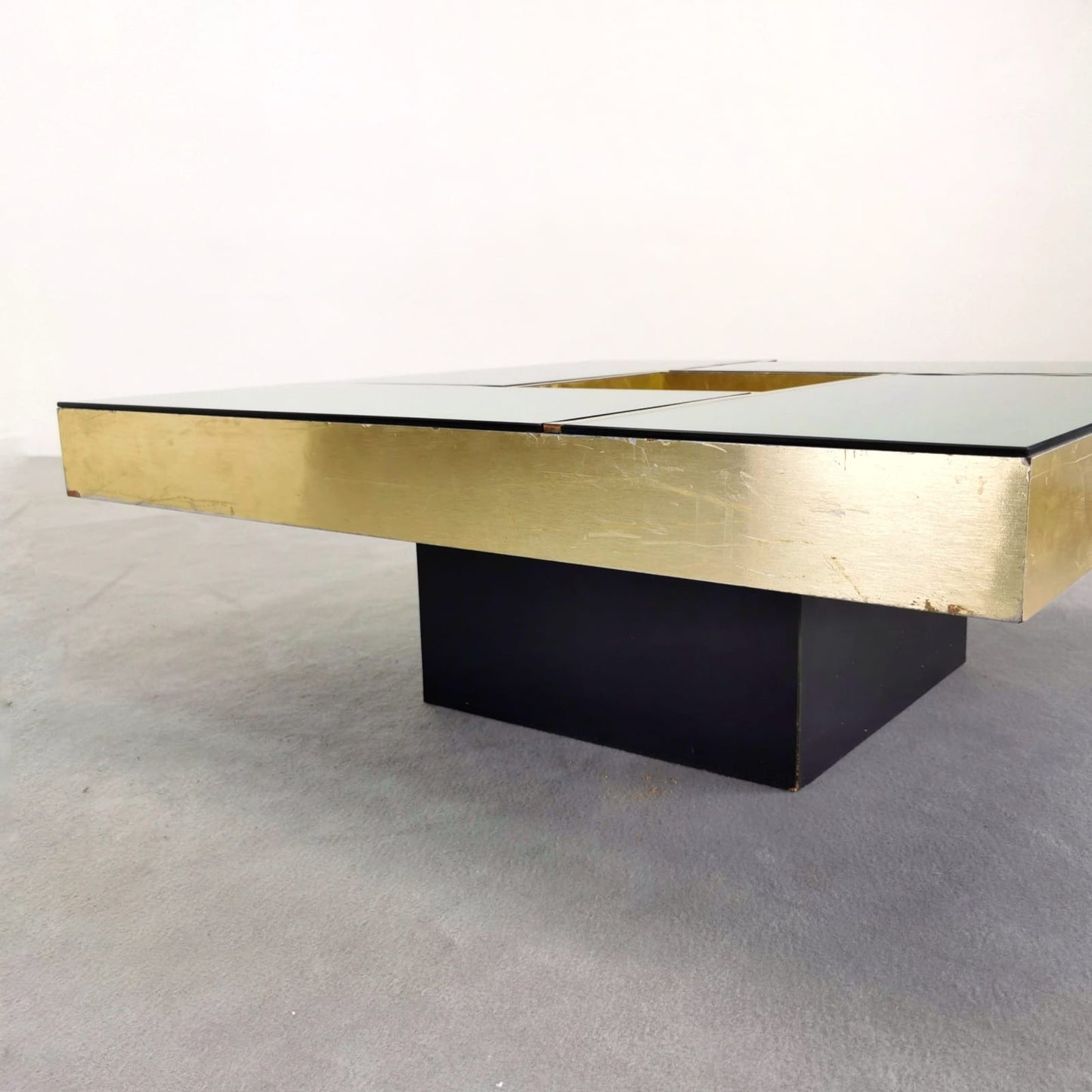 Tavolino coffee table quadrato in vetro G. Ausenda 1970's