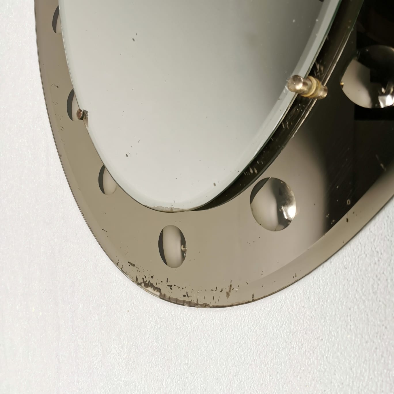 Specchio Ovale con bolle in vetro anni 50