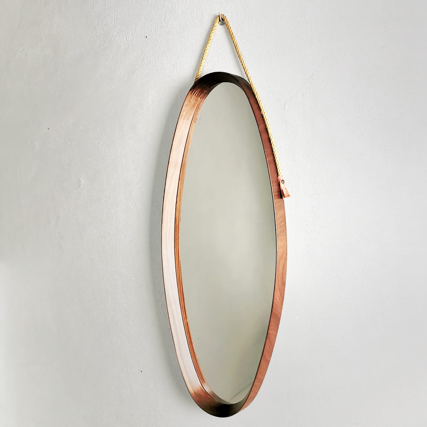 Specchio Ovale Teak Vintage Anni 50