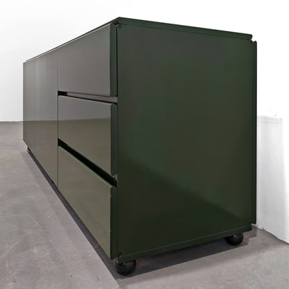 Buffet enfilade vintage années 70 laqué vert anglais