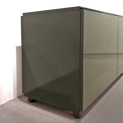 Buffet enfilade vintage années 70 laqué vert anglais