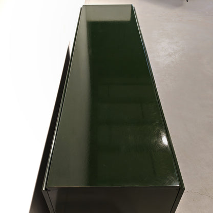 Buffet enfilade vintage années 70 laqué vert anglais