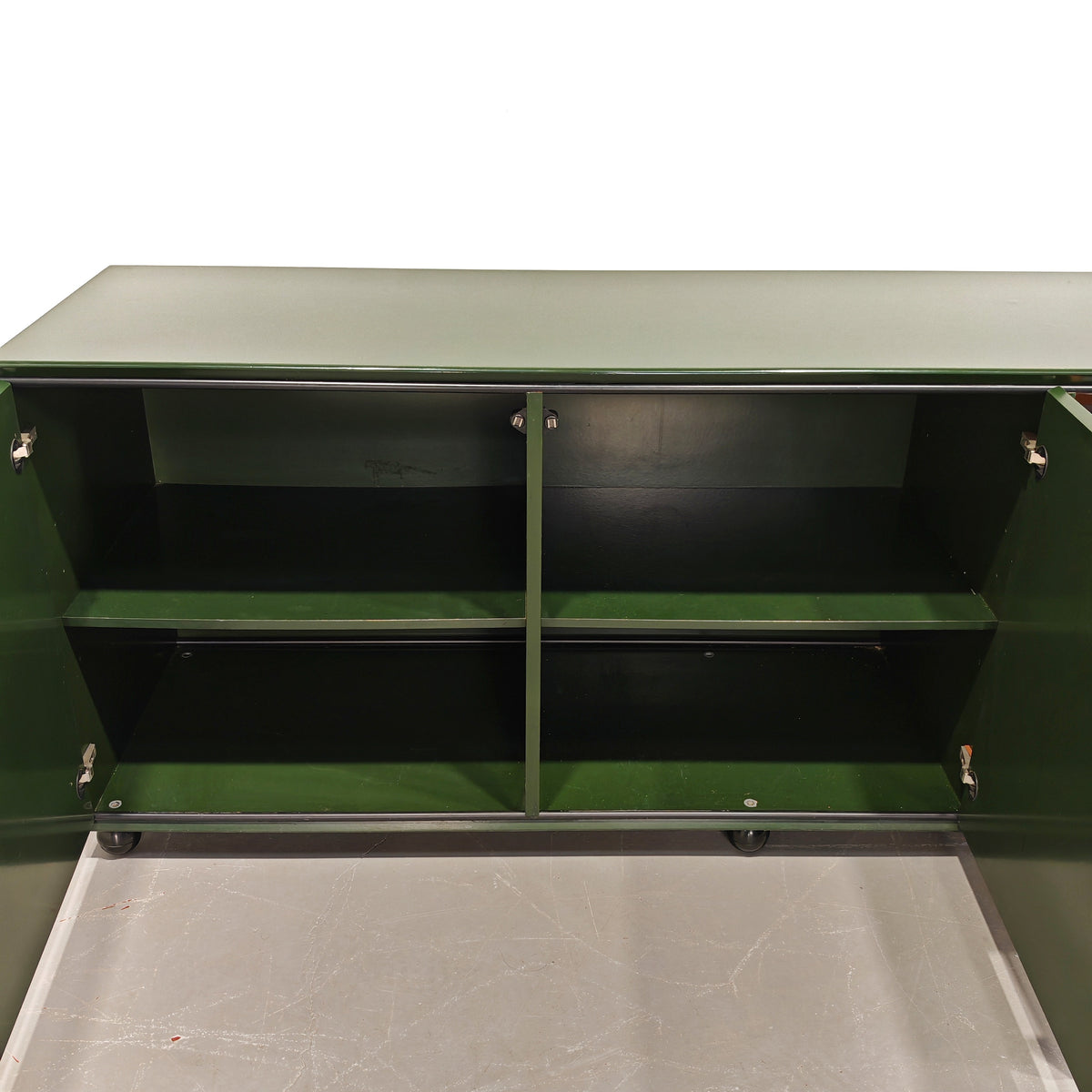 Buffet enfilade vintage années 70 laqué vert anglais