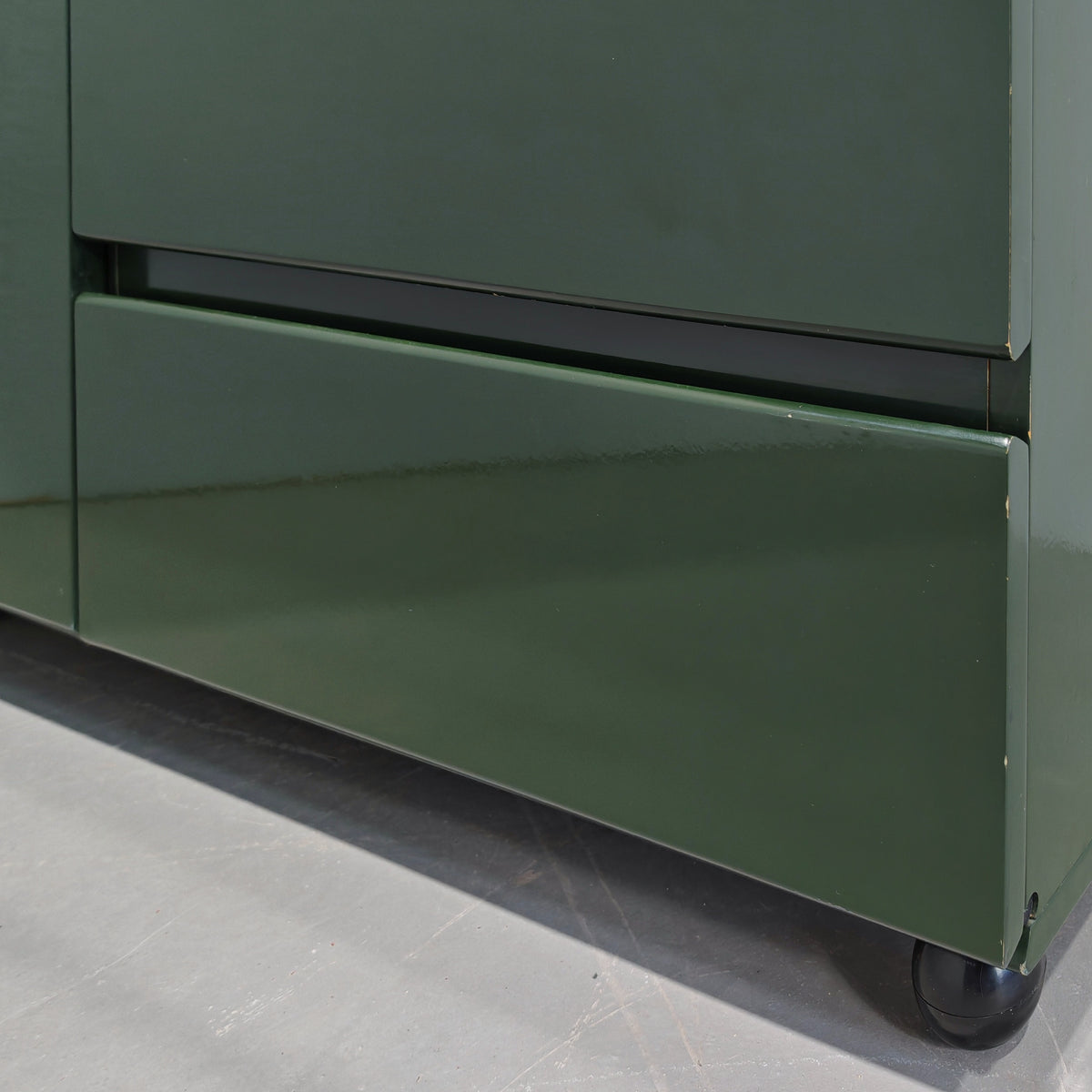 Buffet enfilade vintage années 70 laqué vert anglais