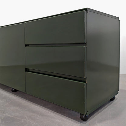 Buffet enfilade vintage années 70 laqué vert anglais