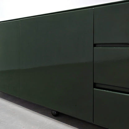 Buffet enfilade vintage années 70 laqué vert anglais