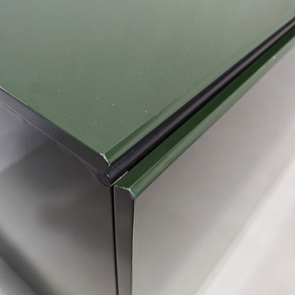Buffet enfilade vintage années 70 laqué vert anglais