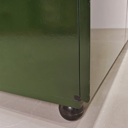 Buffet enfilade vintage années 70 laqué vert anglais