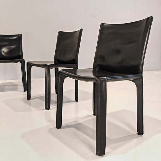 Set di 5 sedie in cuoio nero mod. CAB Mario Bellini per Cassina 1970's