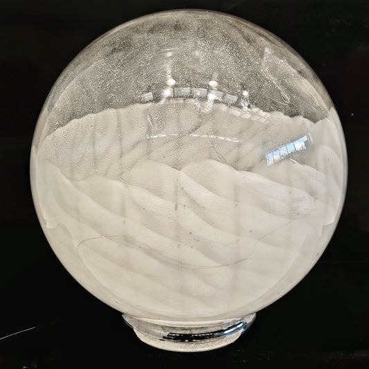 Lampada da tavolo sferica bianca vetro murano anni 70 - Veart