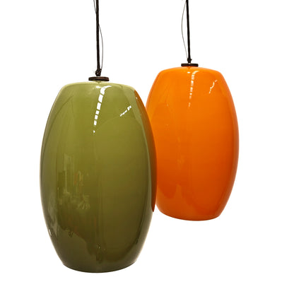 Lustre vintage en verre vert et orange, années 1960 (attr. Vistosi)