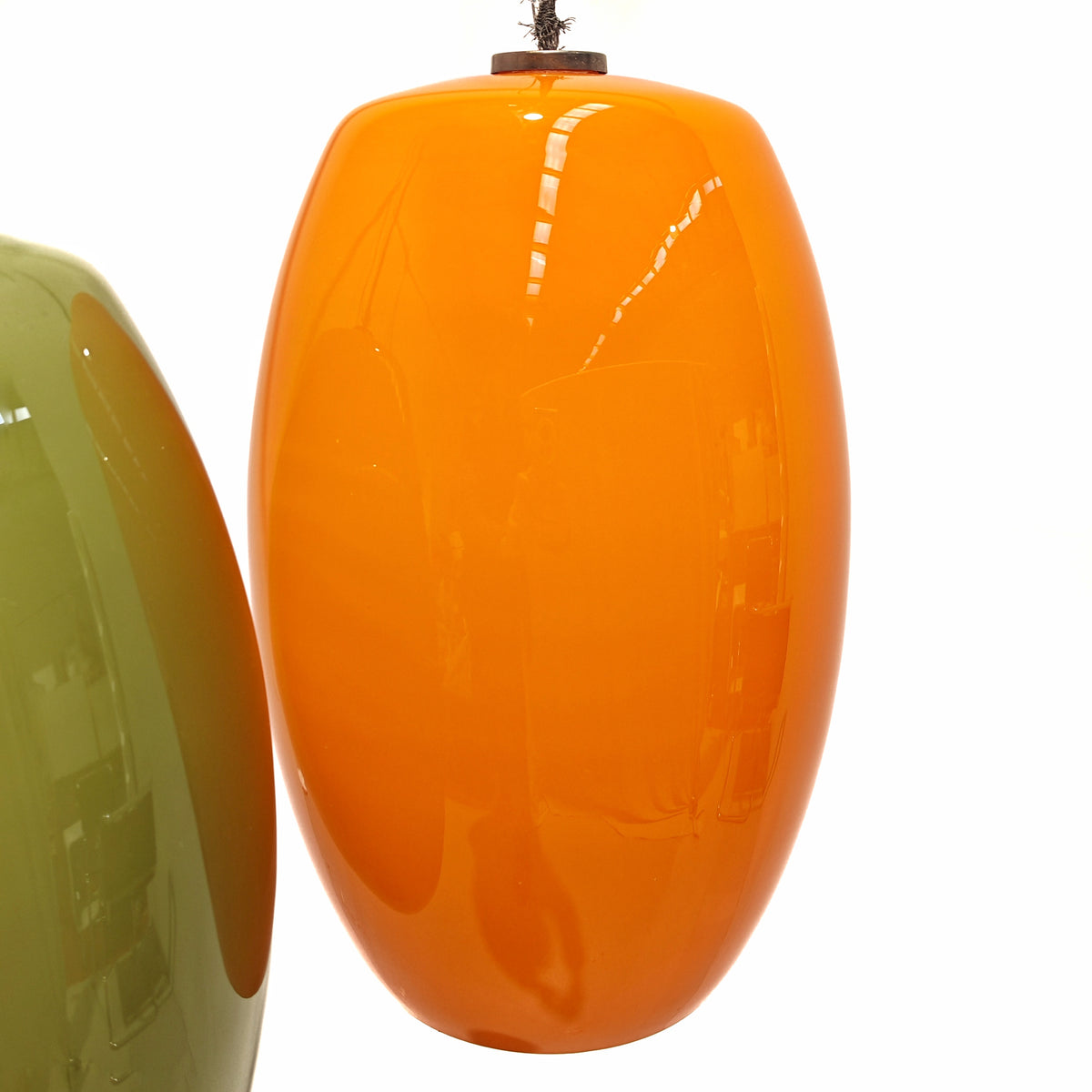 Lustre vintage en verre vert et orange, années 1960 (attr. Vistosi)