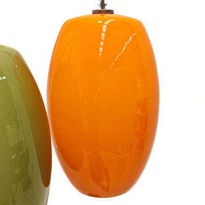 Lustre vintage en verre vert et orange, années 1960 (attr. Vistosi)