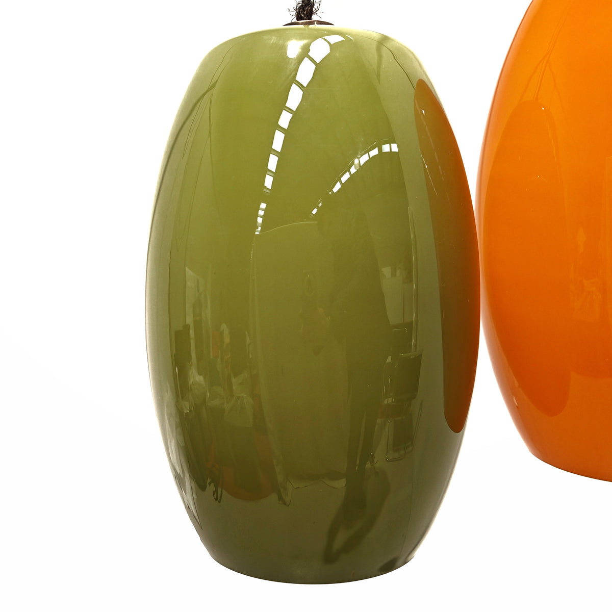 Lustre vintage en verre vert et orange, années 1960 (attr. Vistosi)