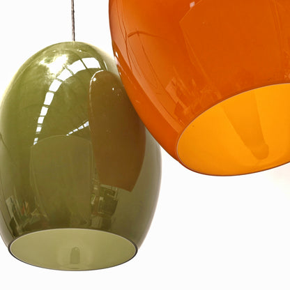 Lustre vintage en verre vert et orange, années 1960 (attr. Vistosi)