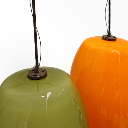 Lustre vintage en verre vert et orange, années 1960 (attr. Vistosi)