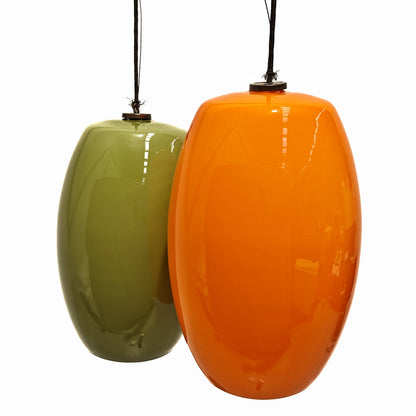 Lustre vintage en verre vert et orange, années 1960 (attr. Vistosi)