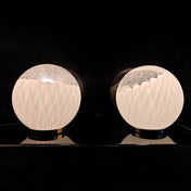 Pair of spherical bedside lamps from the 1970s (attributed to VeArt)