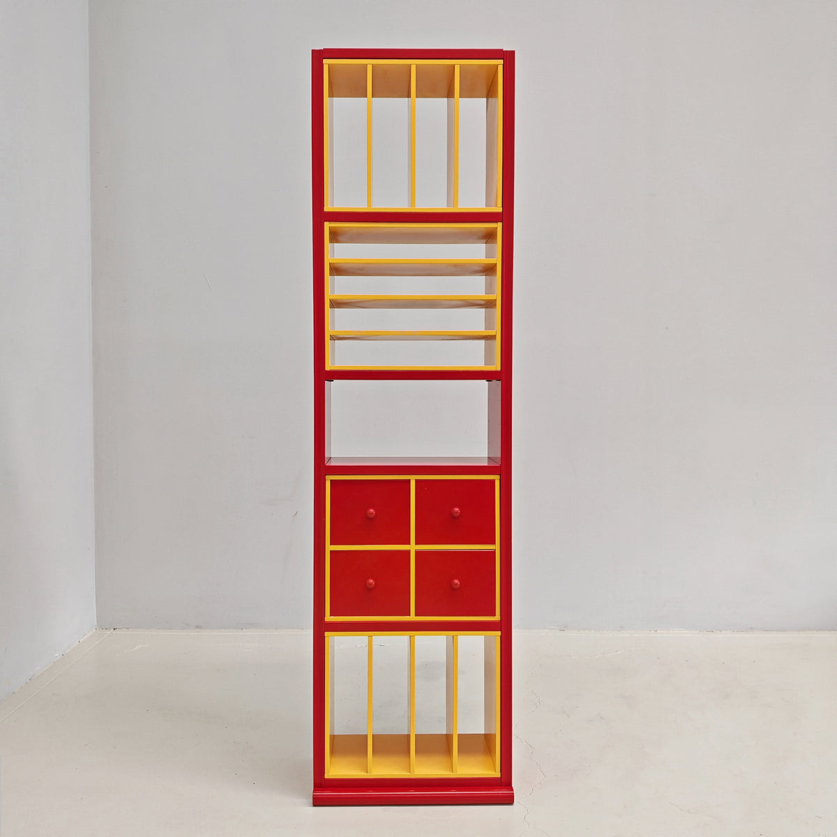 Meuble bibliothèque porte-vinyles laqué années 80