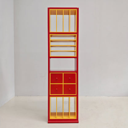 Meuble bibliothèque porte-vinyles laqué années 80