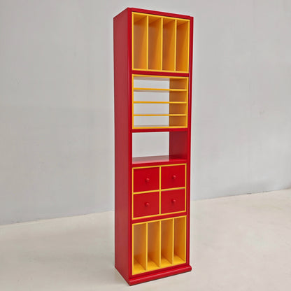 Meuble bibliothèque porte-vinyles laqué années 80
