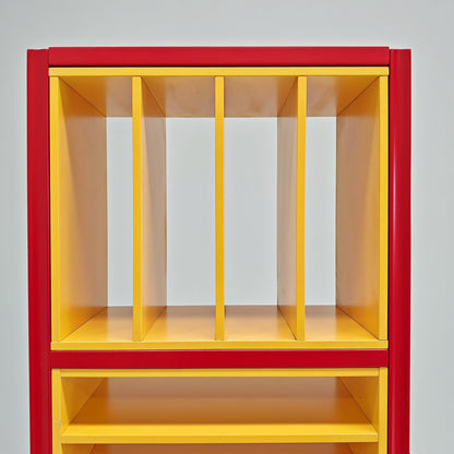 Meuble bibliothèque porte-vinyles laqué années 80