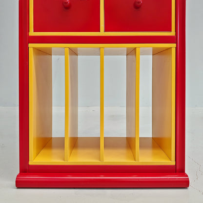 Meuble bibliothèque porte-vinyles laqué années 80
