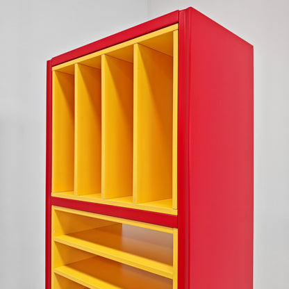 Meuble bibliothèque porte-vinyles laqué années 80