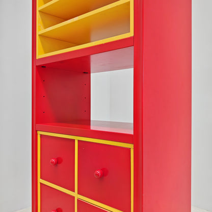 Meuble bibliothèque porte-vinyles laqué années 80