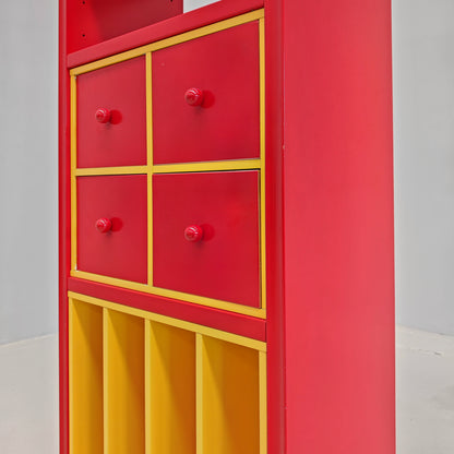 Meuble bibliothèque porte-vinyles laqué années 80
