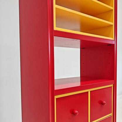 Meuble bibliothèque porte-vinyles laqué années 80