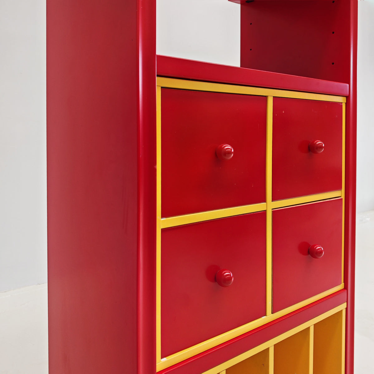 Meuble bibliothèque porte-vinyles laqué années 80