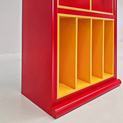 Meuble bibliothèque porte-vinyles laqué années 80