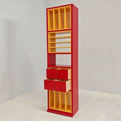 Meuble bibliothèque porte-vinyles laqué années 80