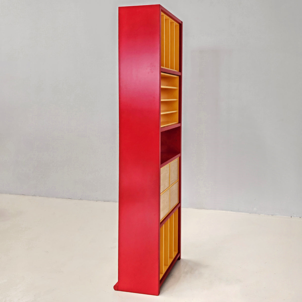 Meuble bibliothèque porte-vinyles laqué années 80