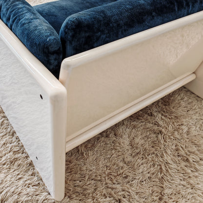Fauteuil Studio Simon par Gavina en velours bleu années 70