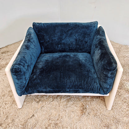 Fauteuil Studio Simon par Gavina en velours bleu années 70