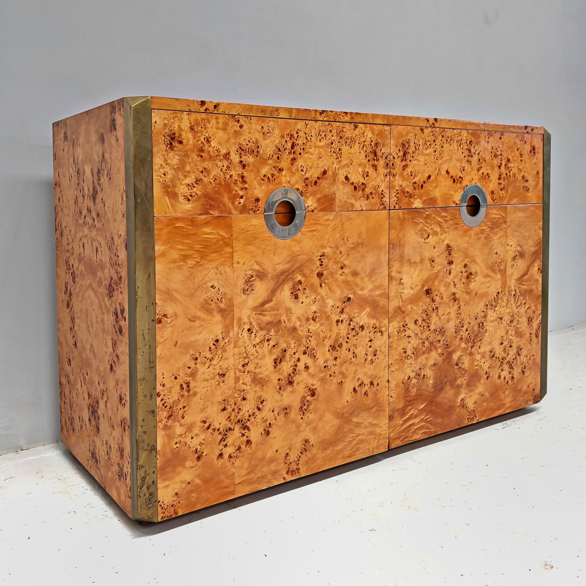 Buffet en ronce de bois Willy Rizzo pour Mario Sabot