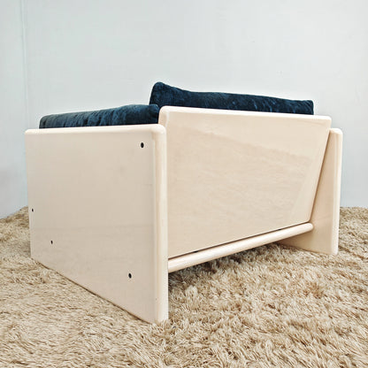 Fauteuil Studio Simon par Gavina en velours bleu années 70
