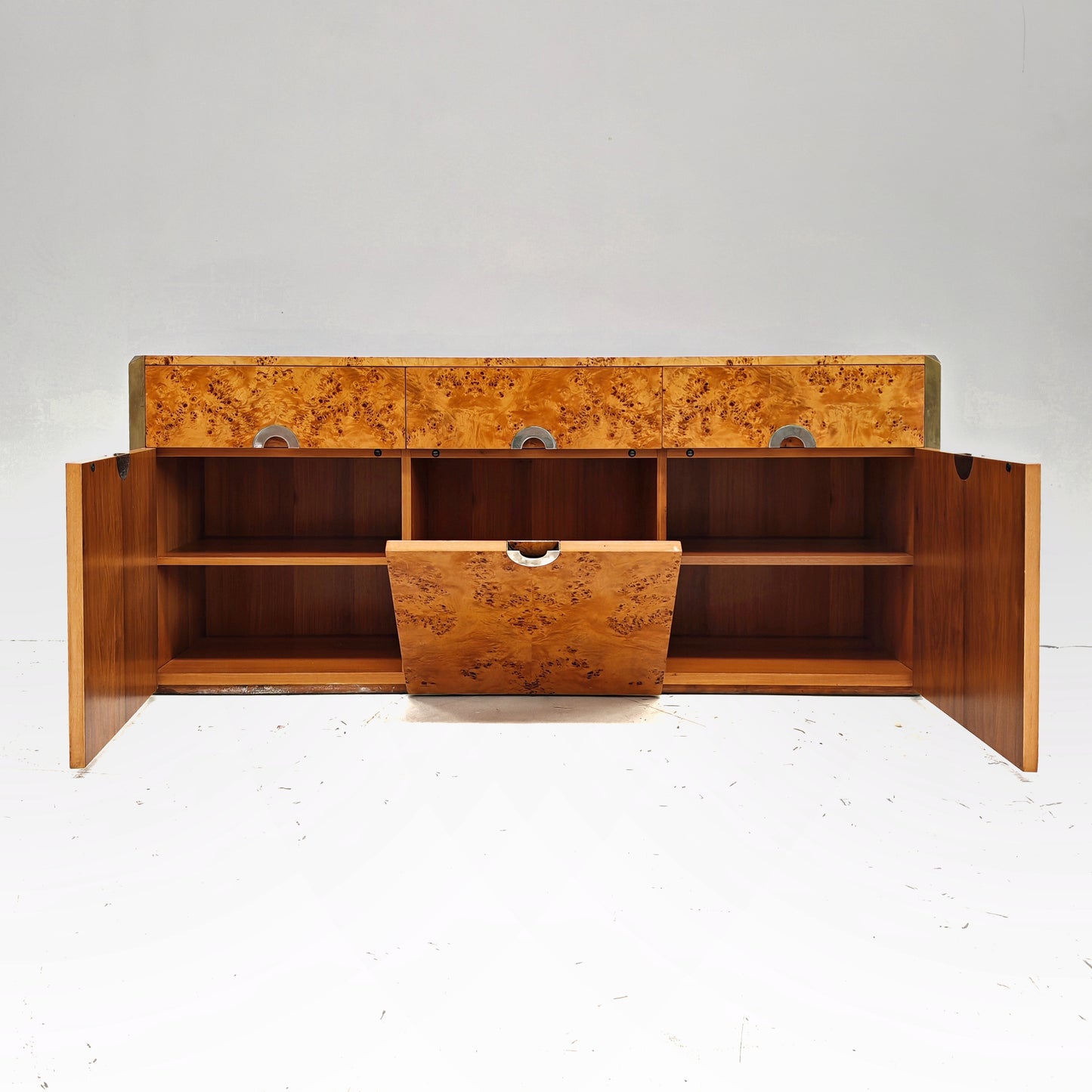 Sideboard Credenza Bar in radica Willy Rizzo per Mario Sabot anni 70